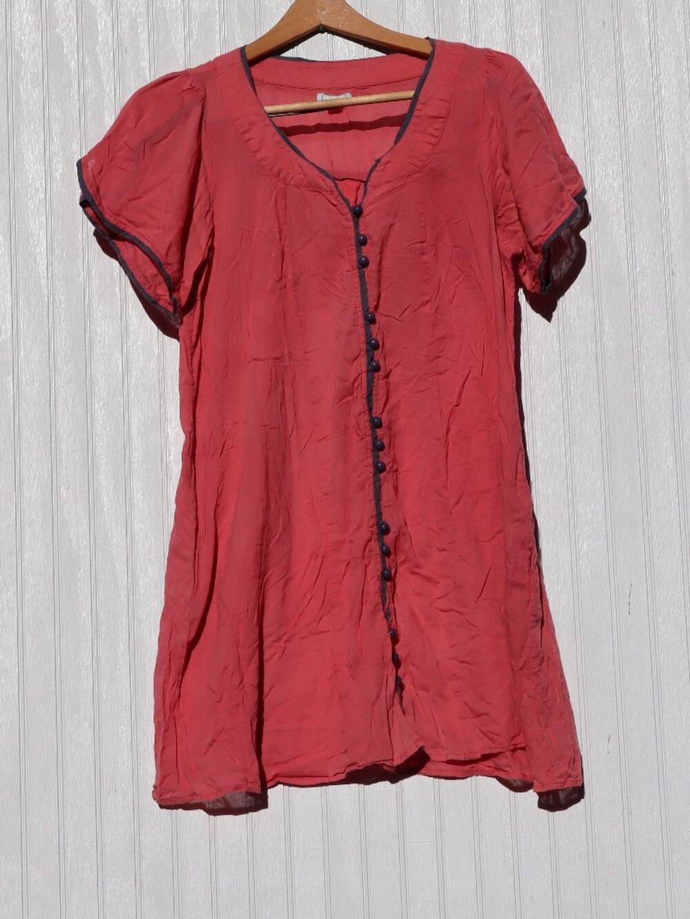Urban Outfitters Kimchi and Blue- Red Button Down Shirt Dress Sz M